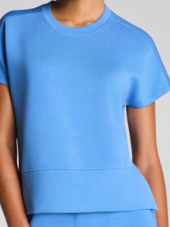 SPANX Tops - Spanx Air Essentials Relaxed Tee Size XL Color Blue Aster Boxy Cropped